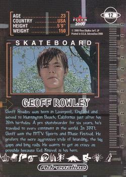 2000 Fleer Adrenaline - Gold #12 Geoff Rowley Back